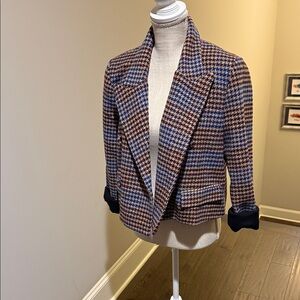 Vici Houndstooth Blazer - Blue and Brown